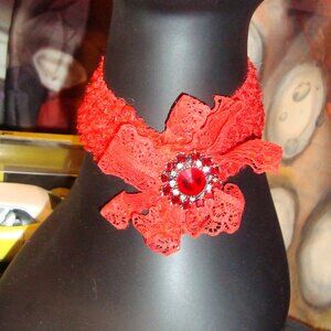 Red ruby lace choker necklace